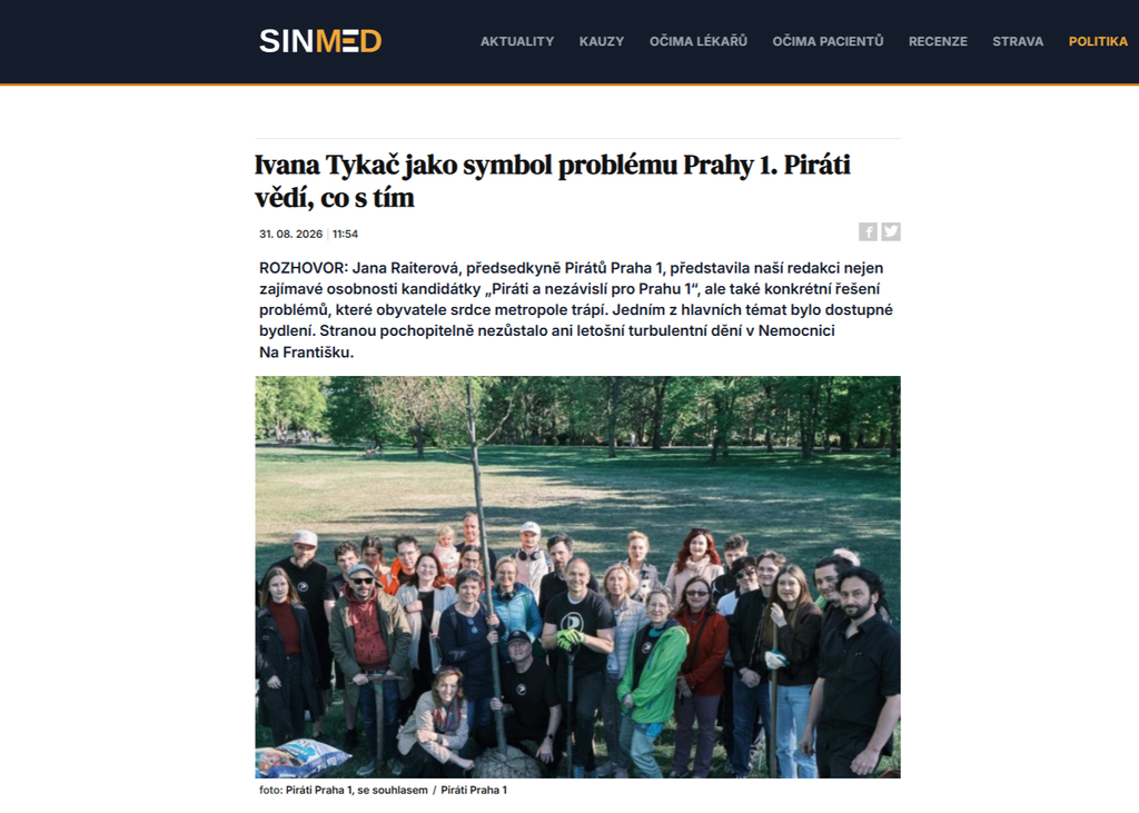 Jana Raiterová, předsedkyně Pirátů v Praze 1 v rozhovoru pro SinMed mluví o problémech, které dnes Praha 1 řeší, a o konkrétních krocích, které naše kandidátka navrhuje